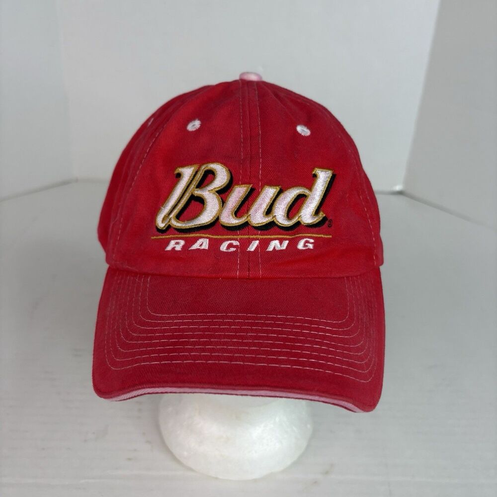 Vintage Bud Racing Hat, Adjustable Strap, Red, Dp Racing Budweiser